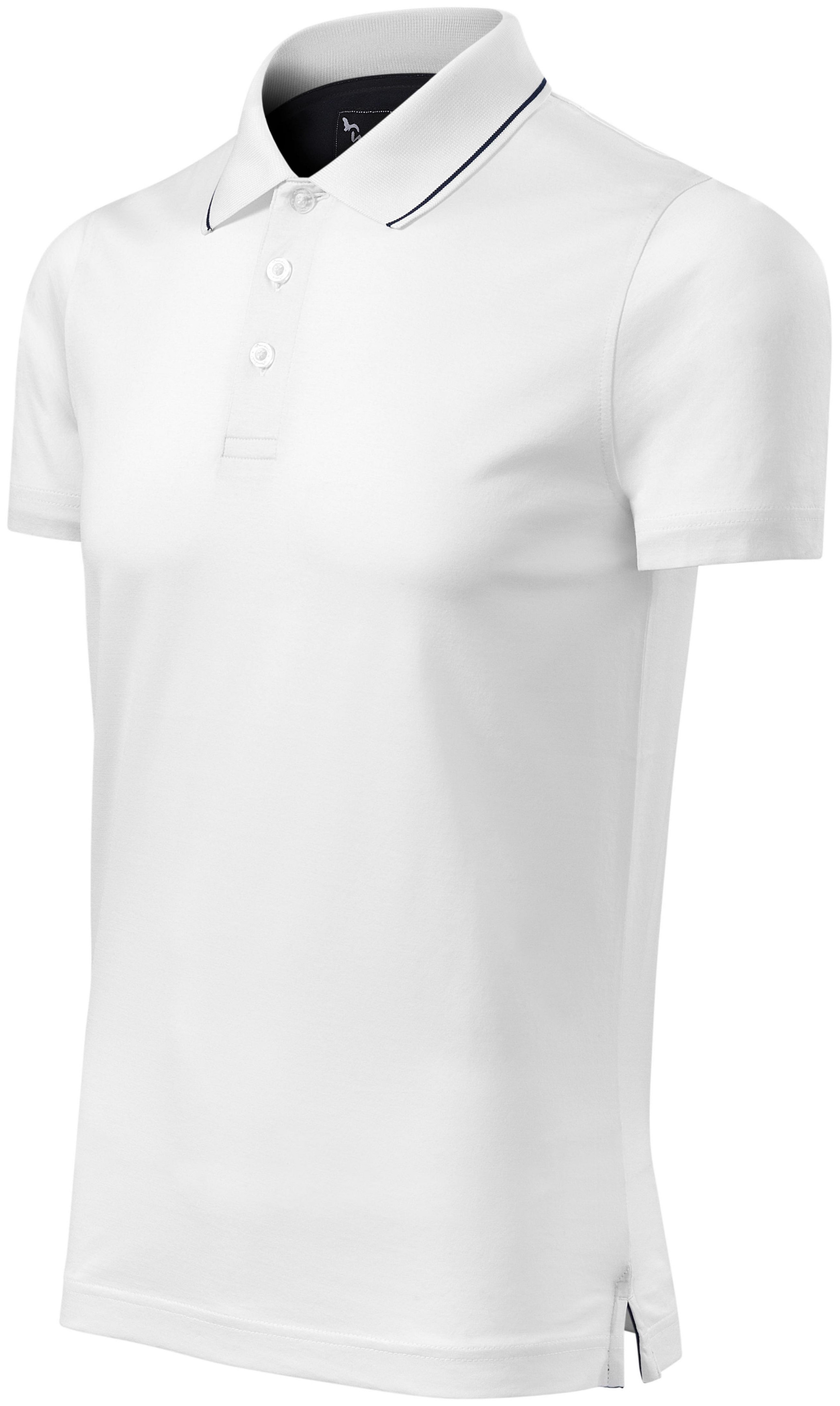 Férfi elegáns merszeres póló gallérral, fehér, 2XL
