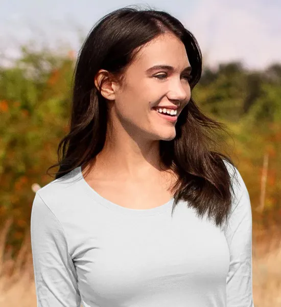 Hosszú ujjú női póló - Mélyebb kerek nyakkivágás