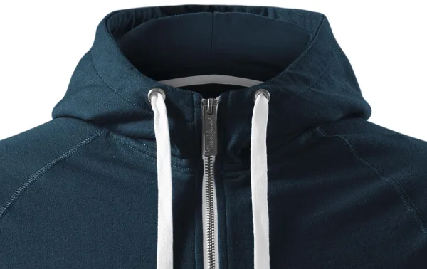 Férfi kontrasztos pulóver kapucnival - Kapucni húzózsinórral