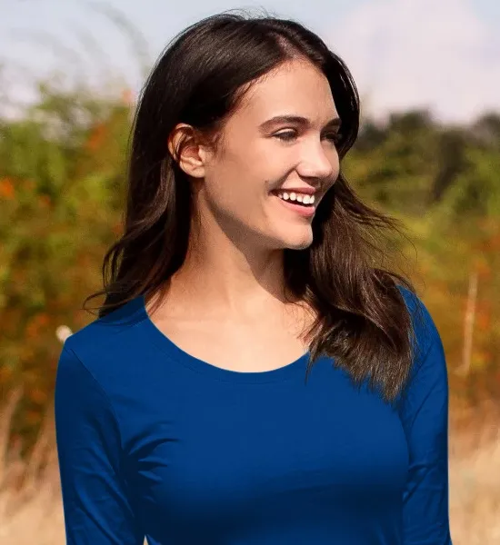 Hosszú ujjú női póló - Mélyebb kerek nyakkivágás