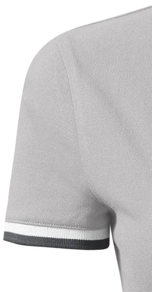 Női póló magas gallérral - Rövid ujjú, kontrasztos csíkokkal