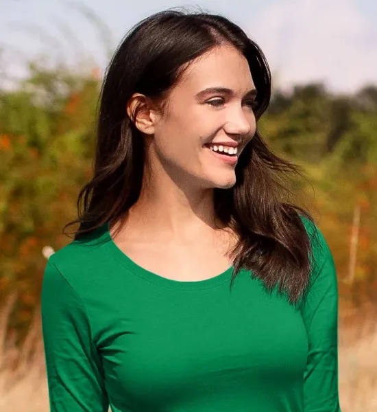 Hosszú ujjú női póló - Mélyebb kerek nyakkivágás